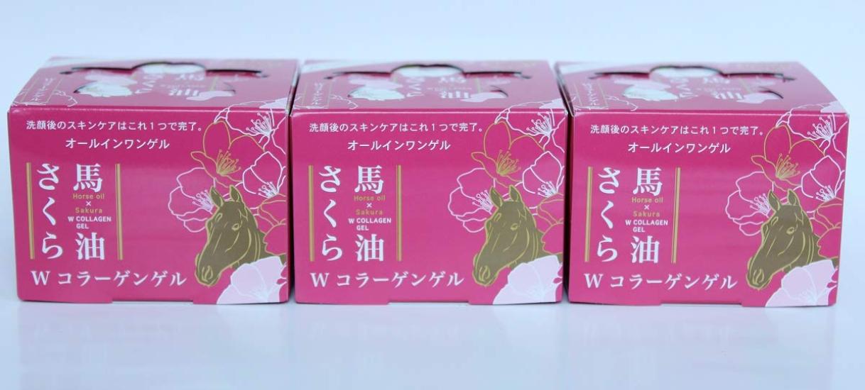 Sakura Horse Oil All-in-One Gel with Double Collagen Gel, 100g, Set of 3