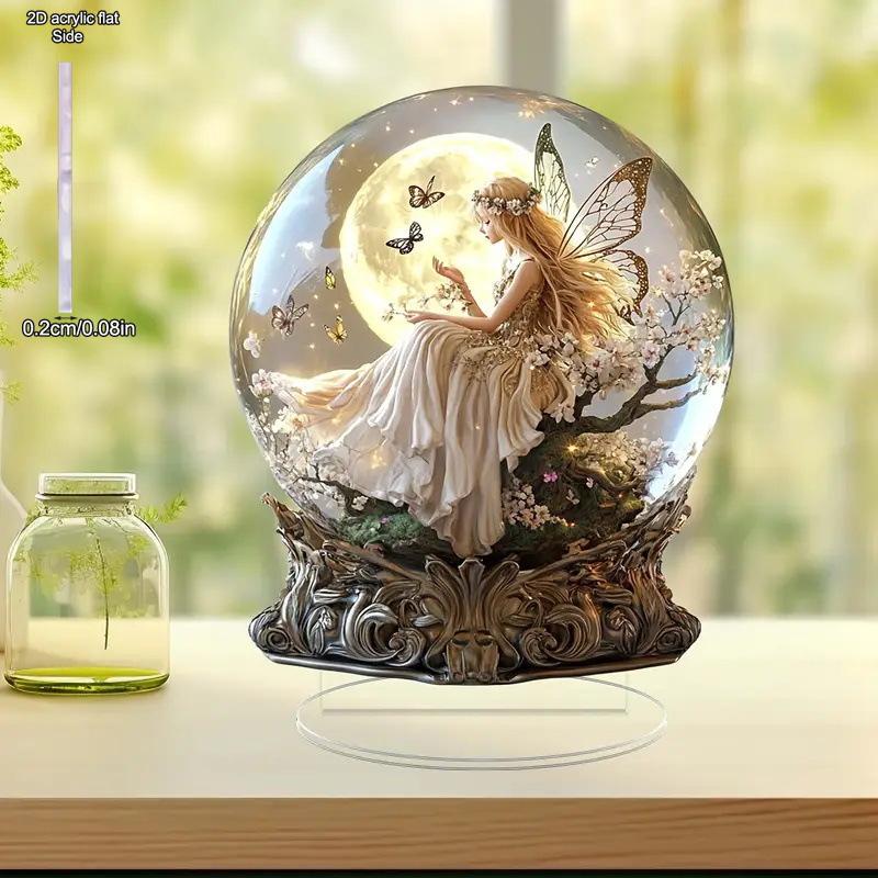 Двумерная плоская акриловая снежинка-фея, Декорация для дома и улицы - Батарейки/электричество не требуются, Декорация к празднику, Декорация для магазина, 20*16cm