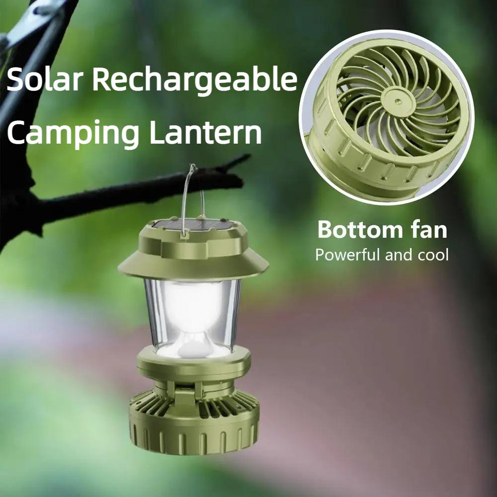 Barbecue fan camping light rechargeable tent environmental light outdoor portable emergency work light bright flashlight fishing hiking