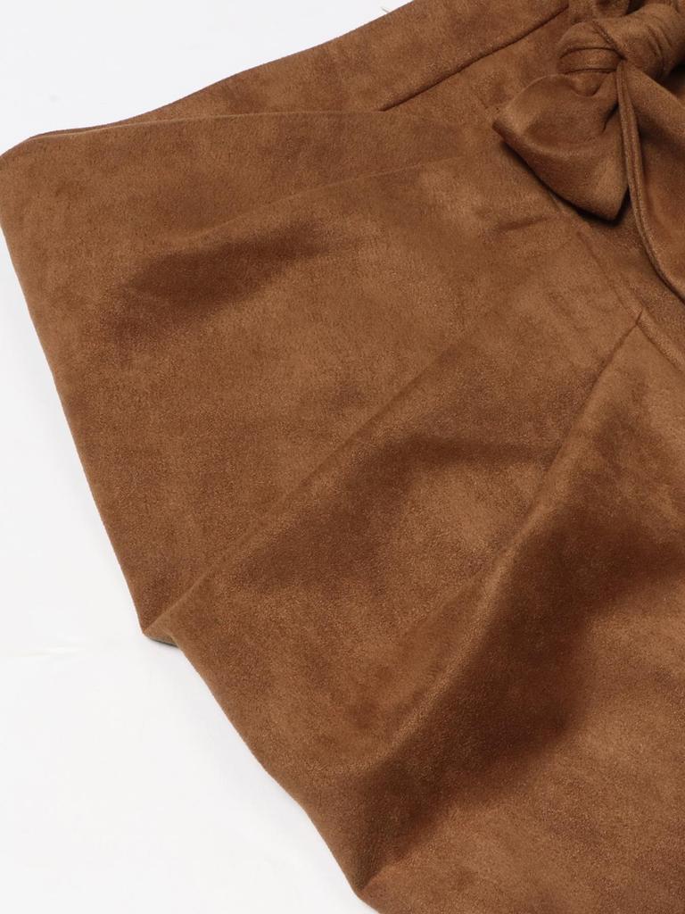 Elegant Women's Suede Skirt with Lace-up Knot - Solid Color, Spring/Autumn Collection