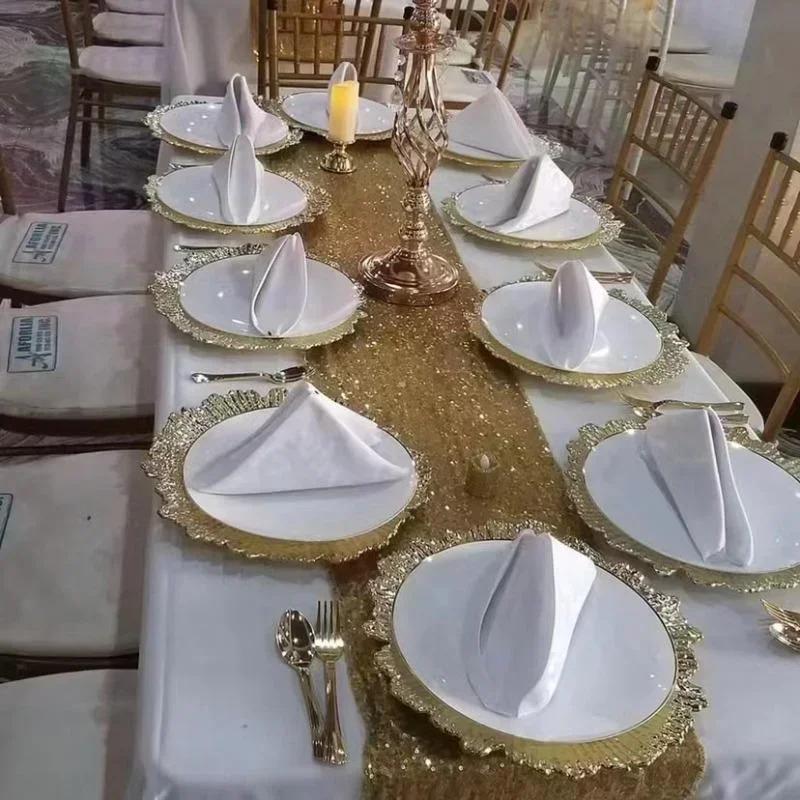 Luxury 1PC Reef Irregular Plate Decor Plate Gold Silver Dinner Serving Wedding Christmas Decor Table Place Steak Dining Plate