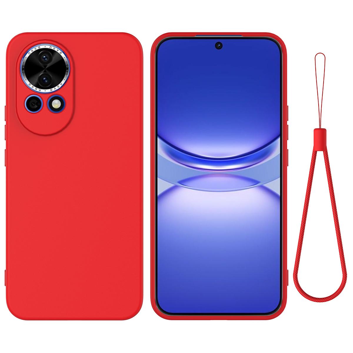 

For Huawei nova 13 5G Case Liquid Silicone Phone Back Cover with Hand Strap Red