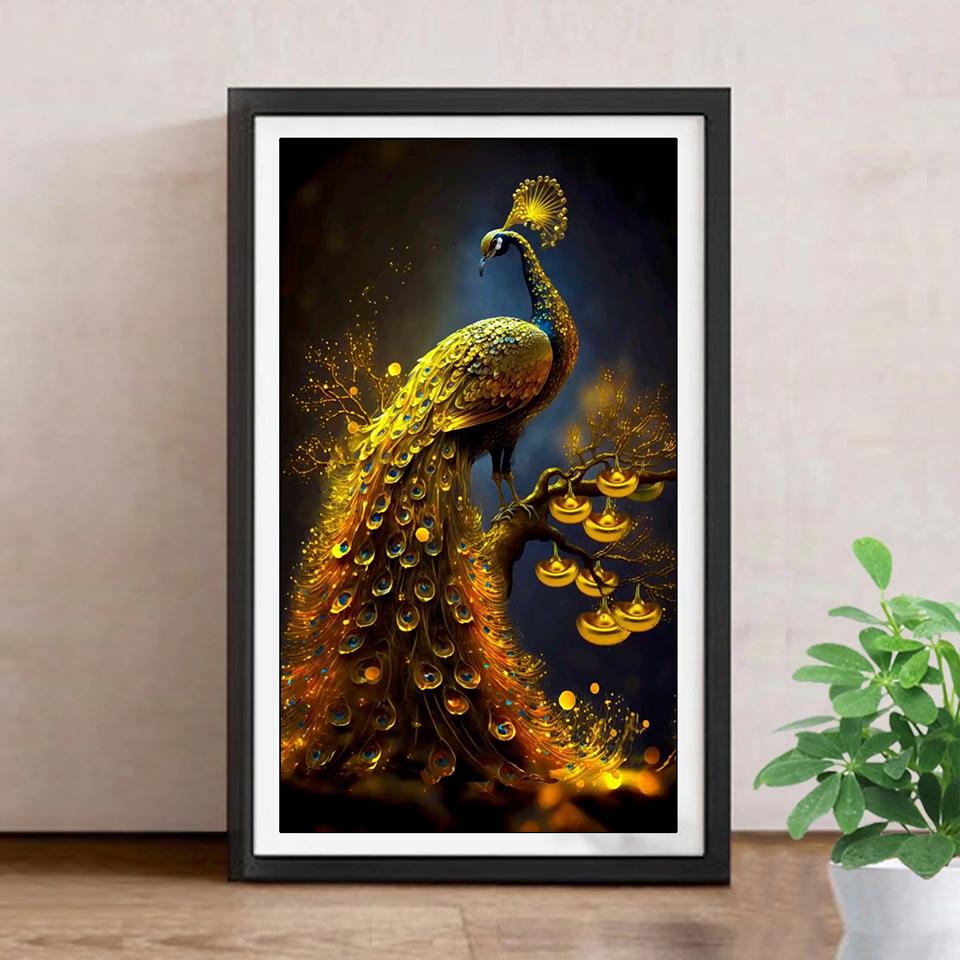 5D Diamond Painting Golden Peacock Cross Stitch Animal Diamond Embroidery Sale Mosaic Rhinestone Pictures Home Decor