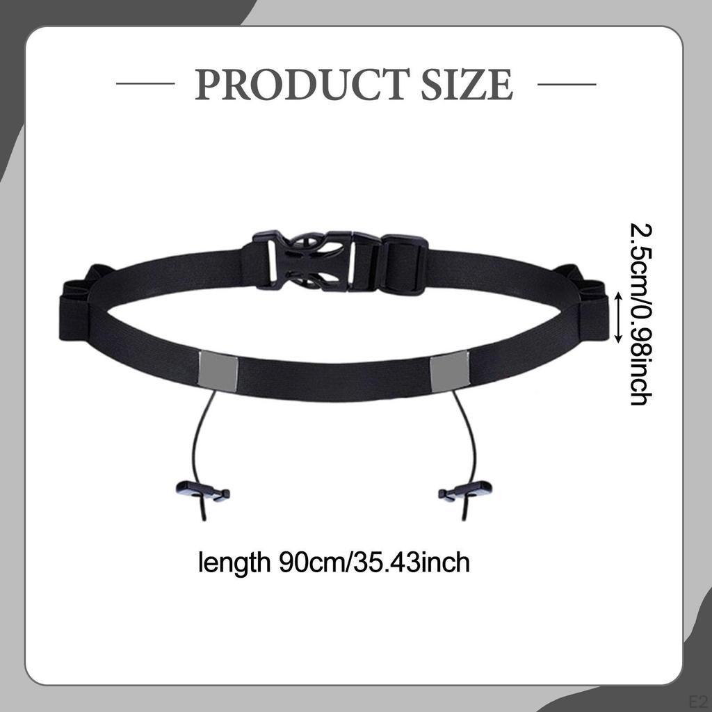 Adjustable Reflective Race Number Belt for Triathlon, with Loops And Fastening System Running