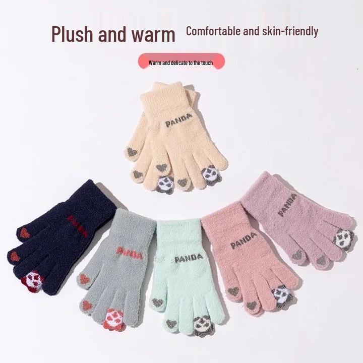 

Женские зимние шерстяные перчатки - Милые, сенсорные, толстый бархат, теплые для велоспорта