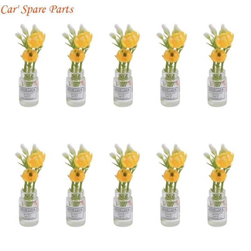 

Y4UA Miniature Potted Flowers Ornament Car Dashboard Center Console Mount Greenery Decoration Glow Small Figurines Decors