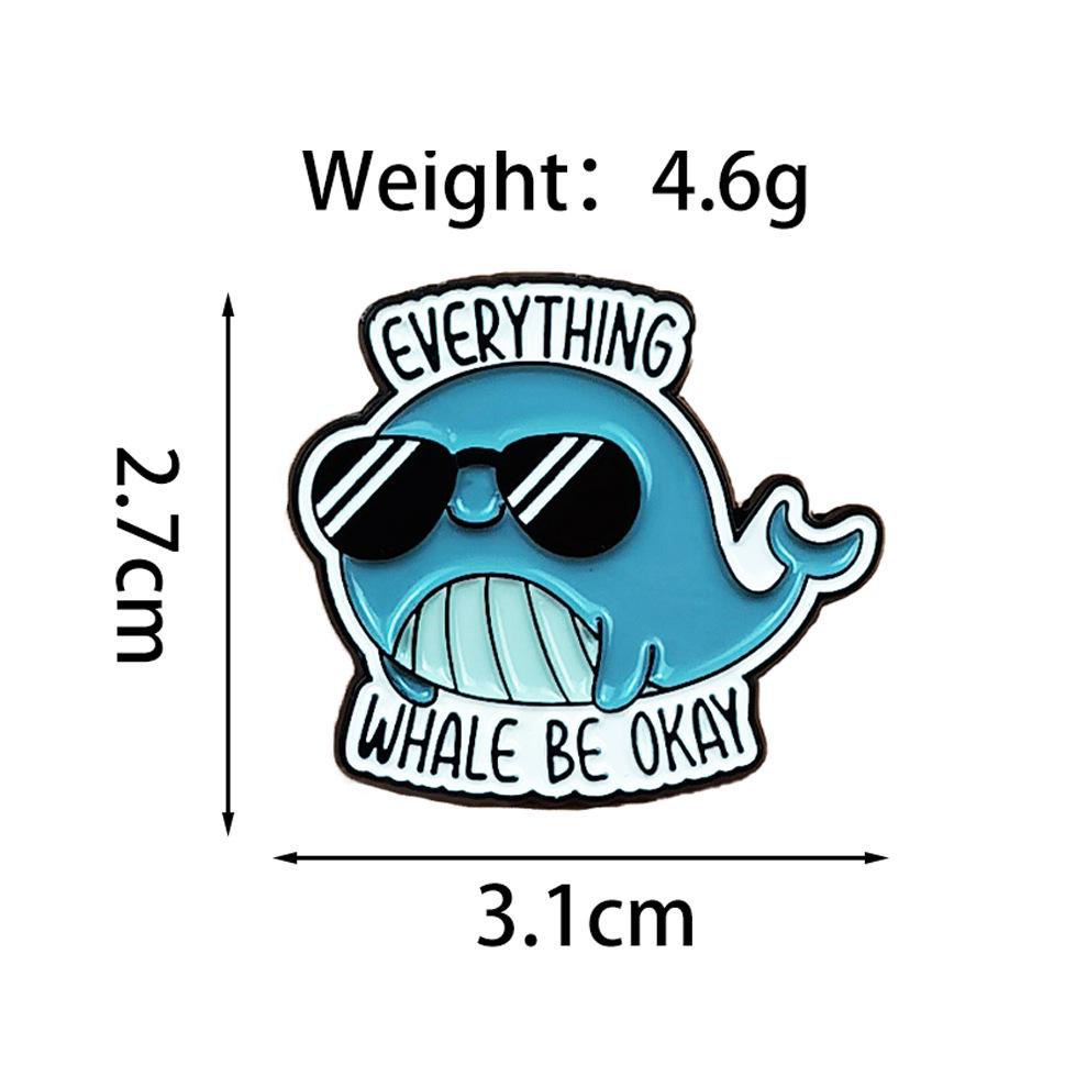 Cute Blue Whale Cartoon Brooch - Creative Badge for Clothes & Backpacks