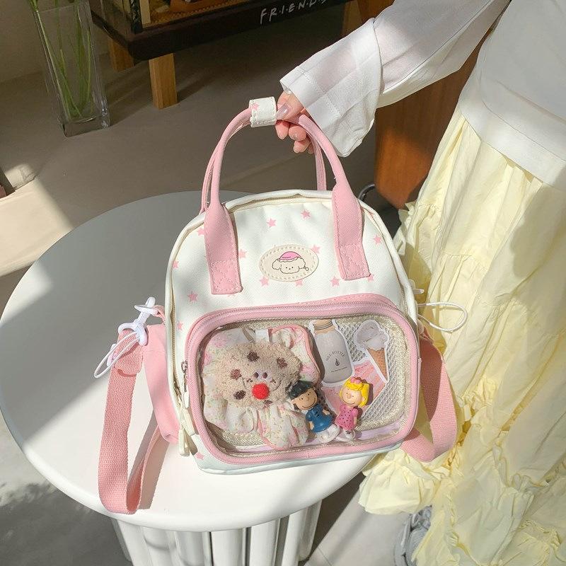 Schoolbag Multi-purpose Small Backpack Summer Cartoon Transparent Pain Bag New Korean Version Foreign Style One Shoulder Crossbody T