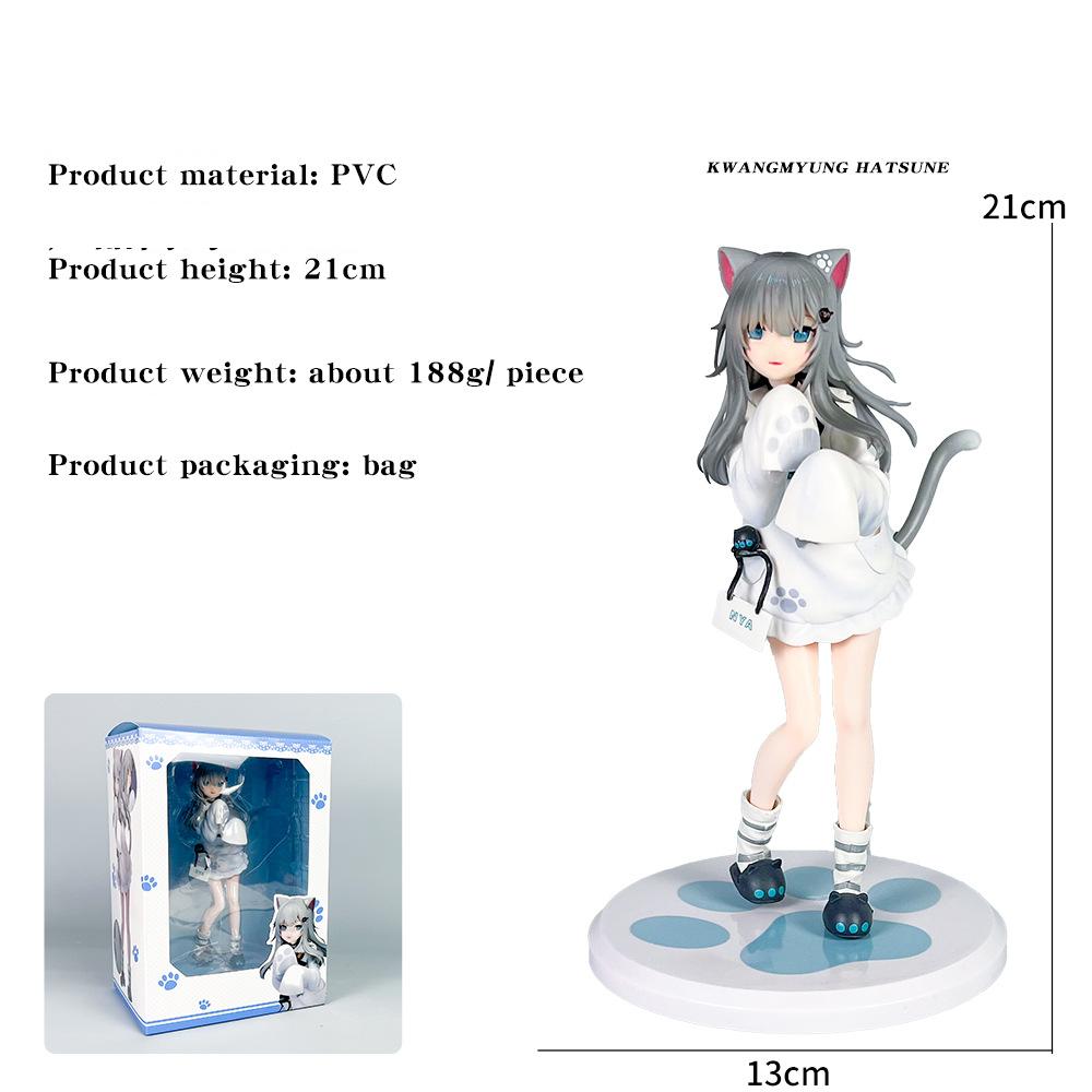 New product - Standing beauty girl Gan Cheng Cat Girl figure - 2D anime cat-ear girl decorative item - Opened box gift