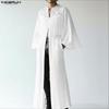 INCERUN Men Long Sleeve Open Front Tassel Rivet Patchwork Long Cardigan Tops