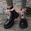 Fashion Punk Pink Metal Heart Buckle Ankle Boots Women 2025 Winter Gothic Thick Bottom Black Boots Sexy Y2K Shoes with Platform Size 42