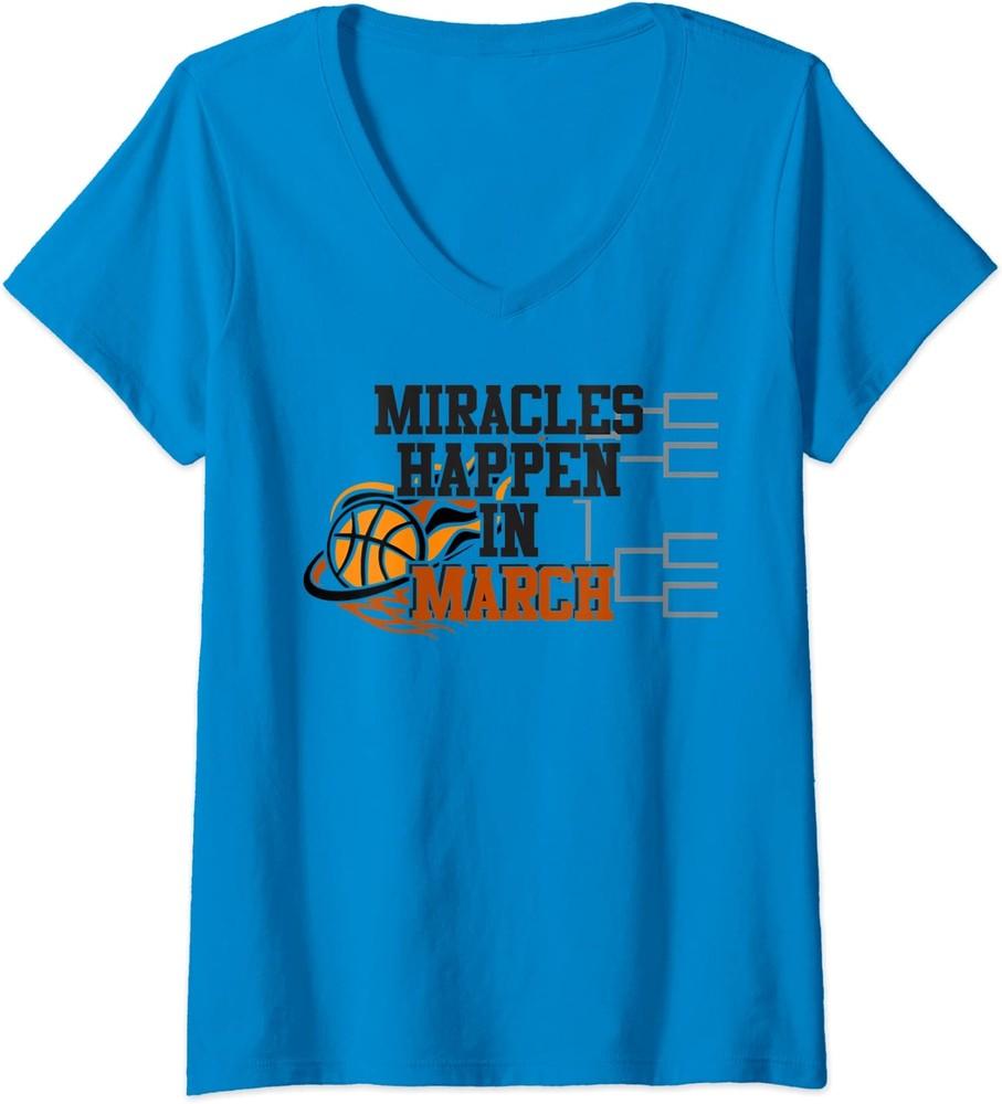 Чудеса случаются в марте Студенческий мартовский баскетбольный женский футболка с V-образным вырезом Унисекс футболка M