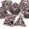 7 st Silver Röd Hand Dödskalle Huvud Metall Tärningar Ihåliga Metall Polyedriska Tärningsset Lämpligt för Rollspel RPG Brädspel Kortspel