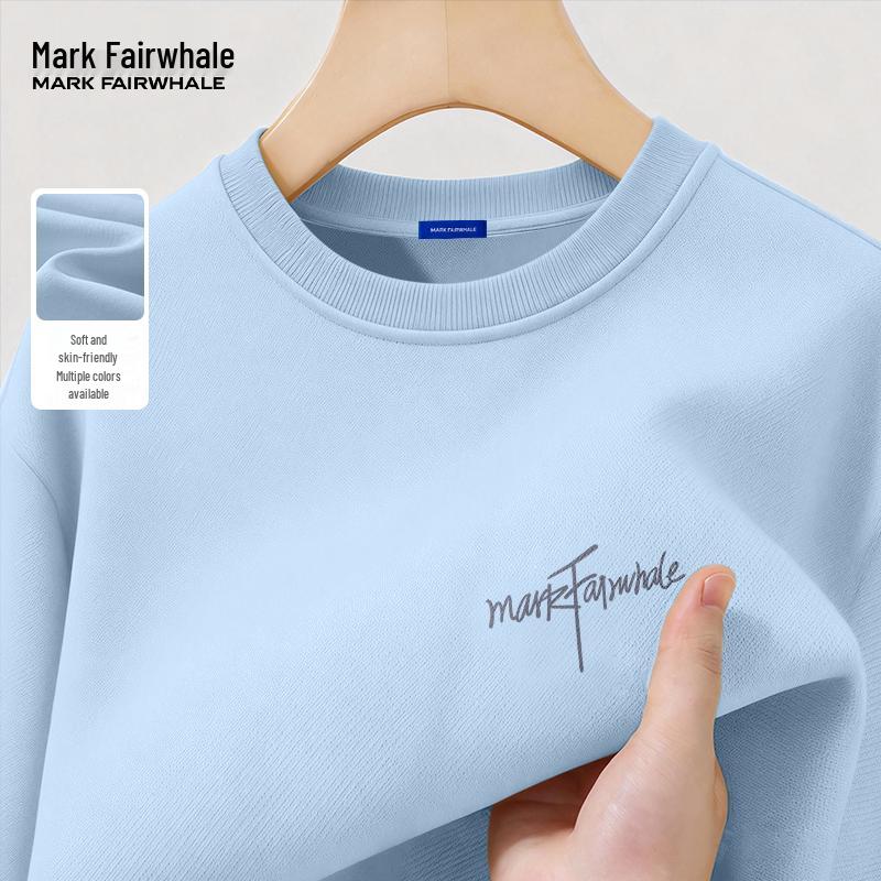 Mark Fairwhale Men's Letter Print Heavyweight Crew Neck Sweatshirt