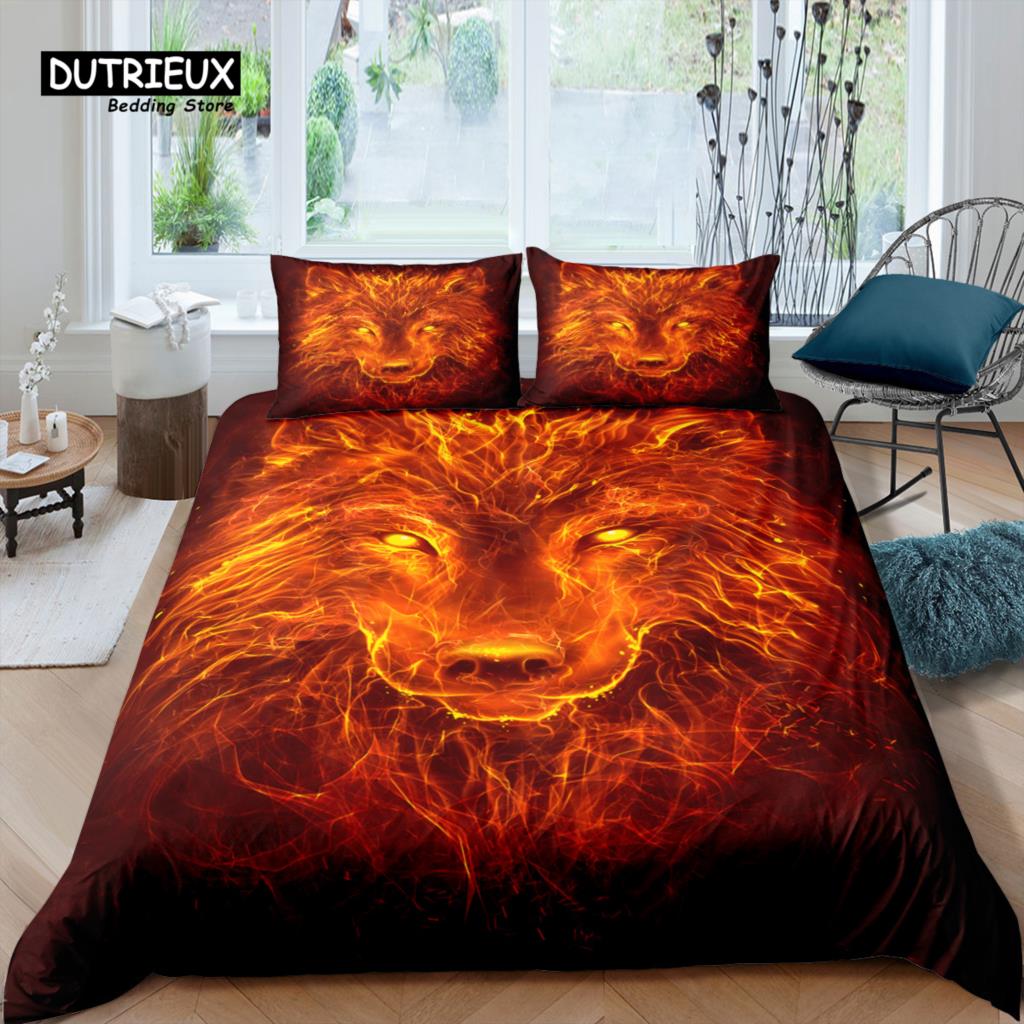 Home Living Luxury 3D Wolf Bedding Set Duvet Cover Pillowcase Kids Bedding Set Queen and King EU/US/AU/UK Size