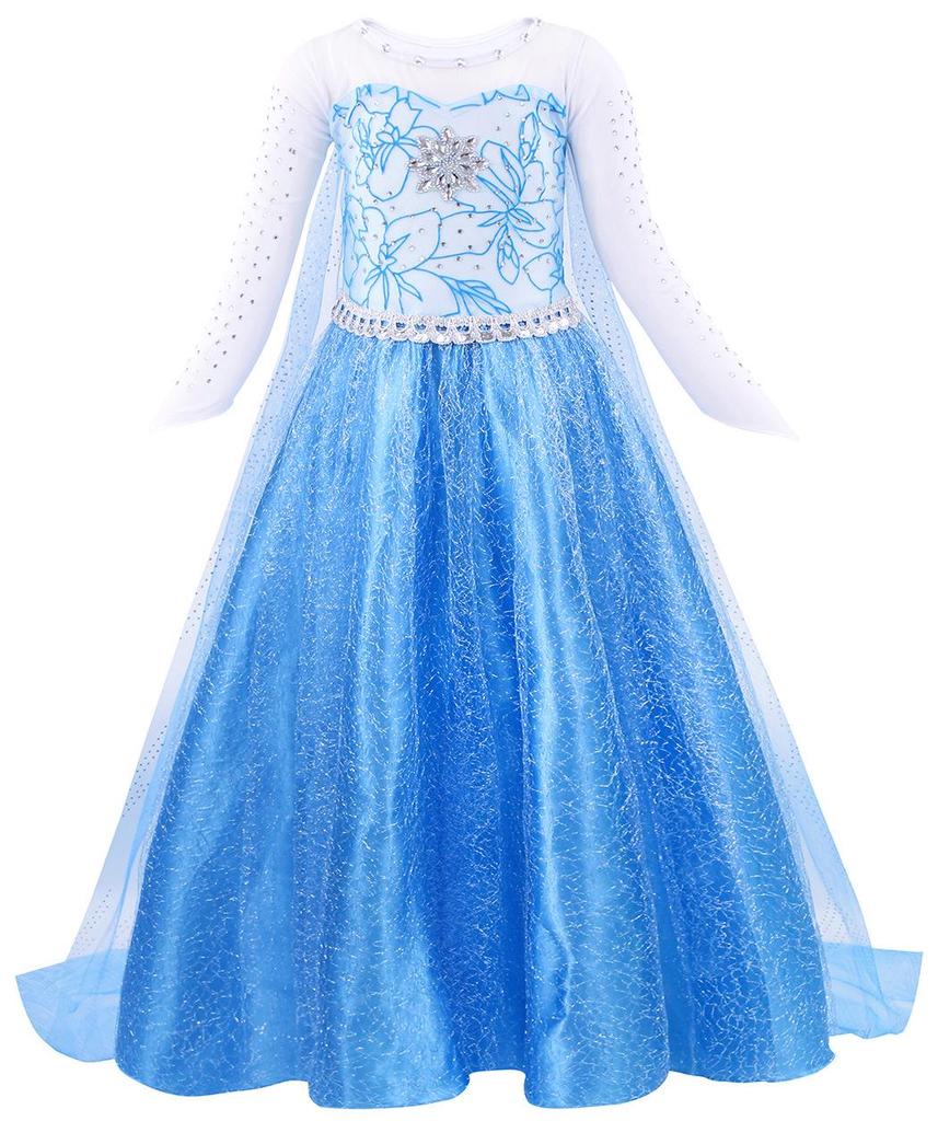 2025 Frozen Princess Elsa Long-Sleeve Dress for Girls (Ages 3-8)