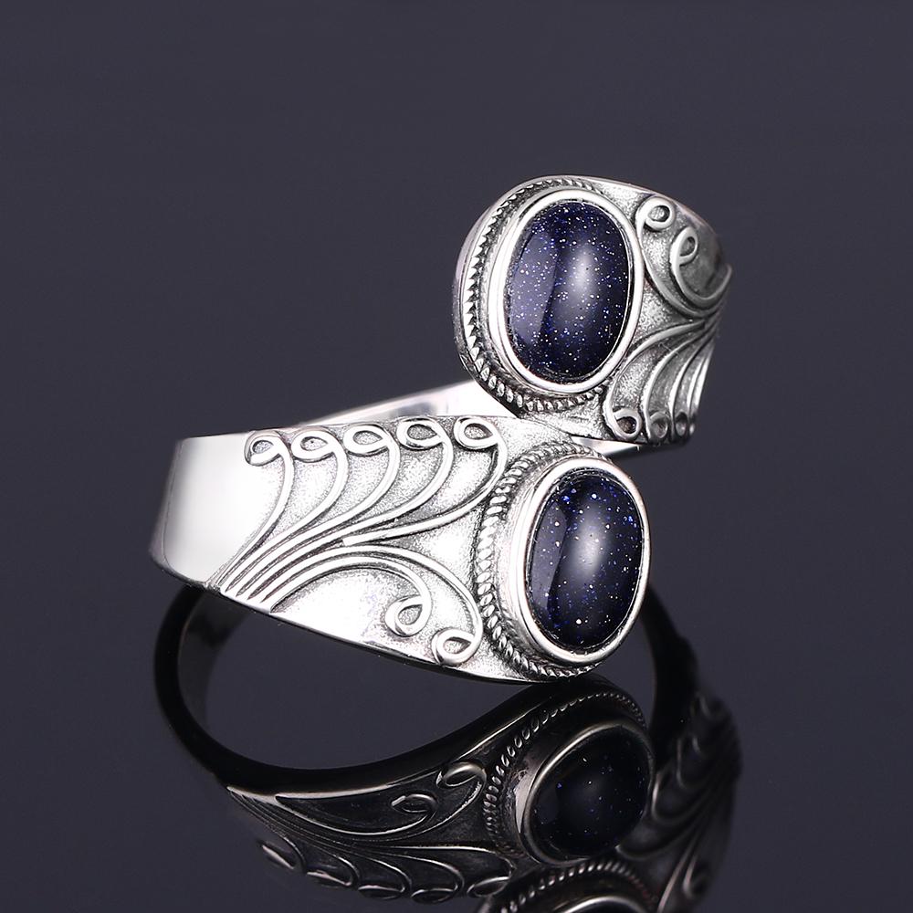 

Панк Хип-Хоп Кольцо Синий Песчаник Женщины Серебряный Цвет Ювелирные Изделия Подарок На День Рождения