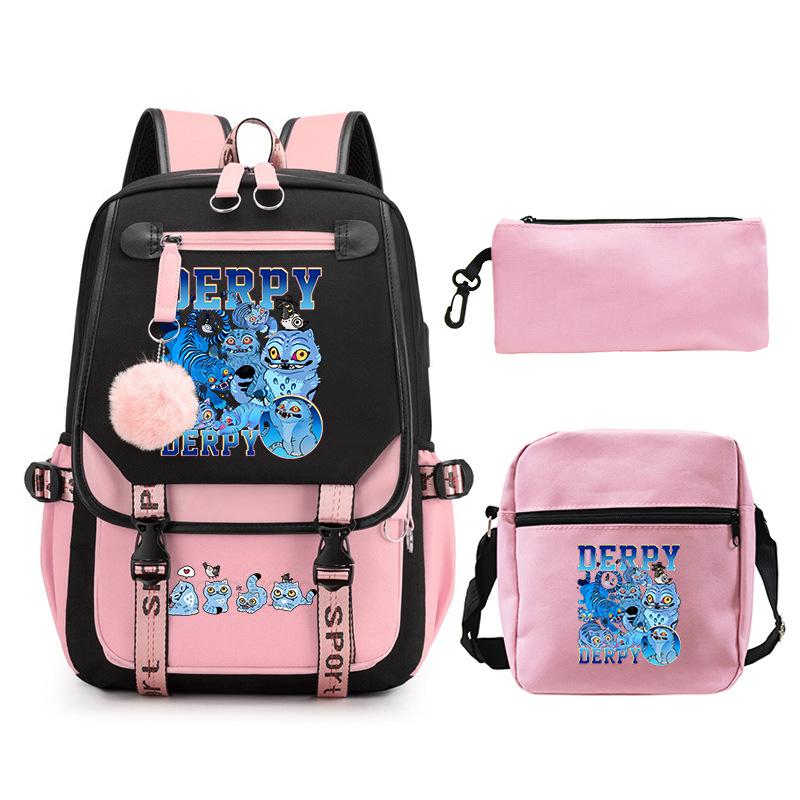 Animation Cartoon Peripheral Printing Children'S Backpack Campus Large Capacity Primary And Secondary School Students Schoolbag Three-Piece Set