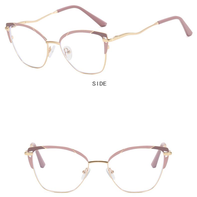 Ochelari de vedere pentru femei, rame metalice pentru ochelari, anti-lumină albastră, nouă ramă pentru ochelari, lentile prescrise pentru femei, care se potrivesc cu culorile