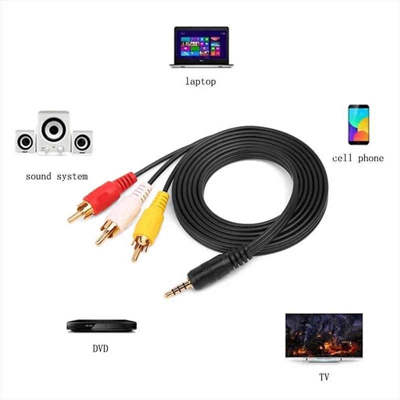 1.5m AV Cable, 3.5mm Audio Cable Split Into Three RCA Connectors, 3 RCA Audio-video Connection Cable, 3.5mm To Component Cable