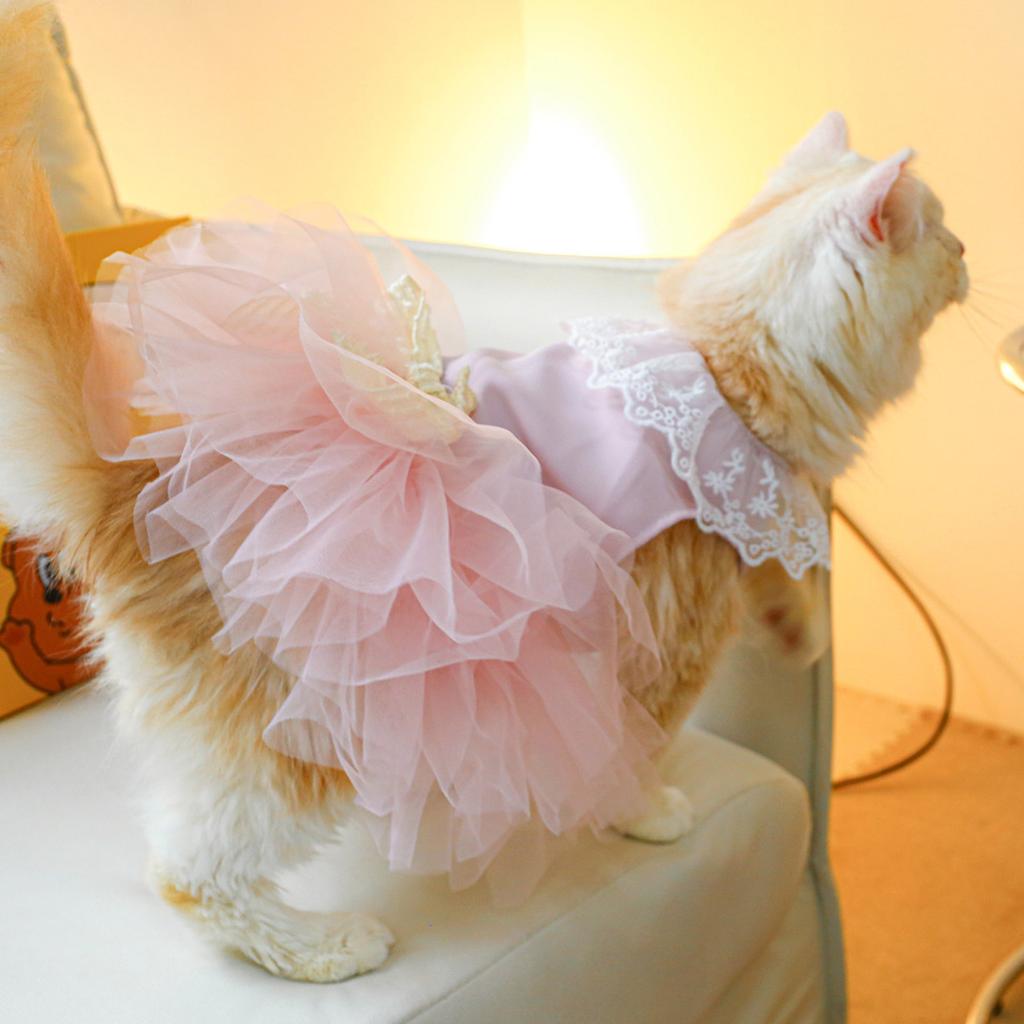 Small Dog Costume French Dress Party Tulle Dresses Cat Festival Clothes Dog Lace Dresses Breathable-Pet Photography Suit