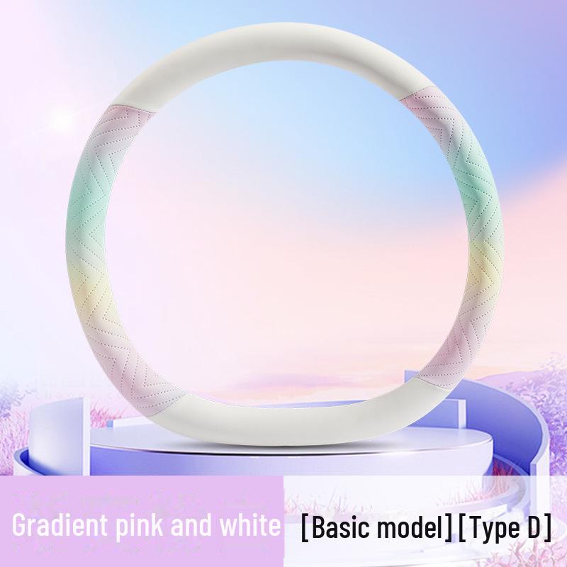 2024 Lenkradbezug aus Nappaleder mit Farbverlauf und Welpenmotiv in farbenfrohem Design