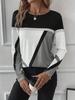 TEMU 2024 Spring/Summer Women's Geometric Print Long-Sleeve Casual Top