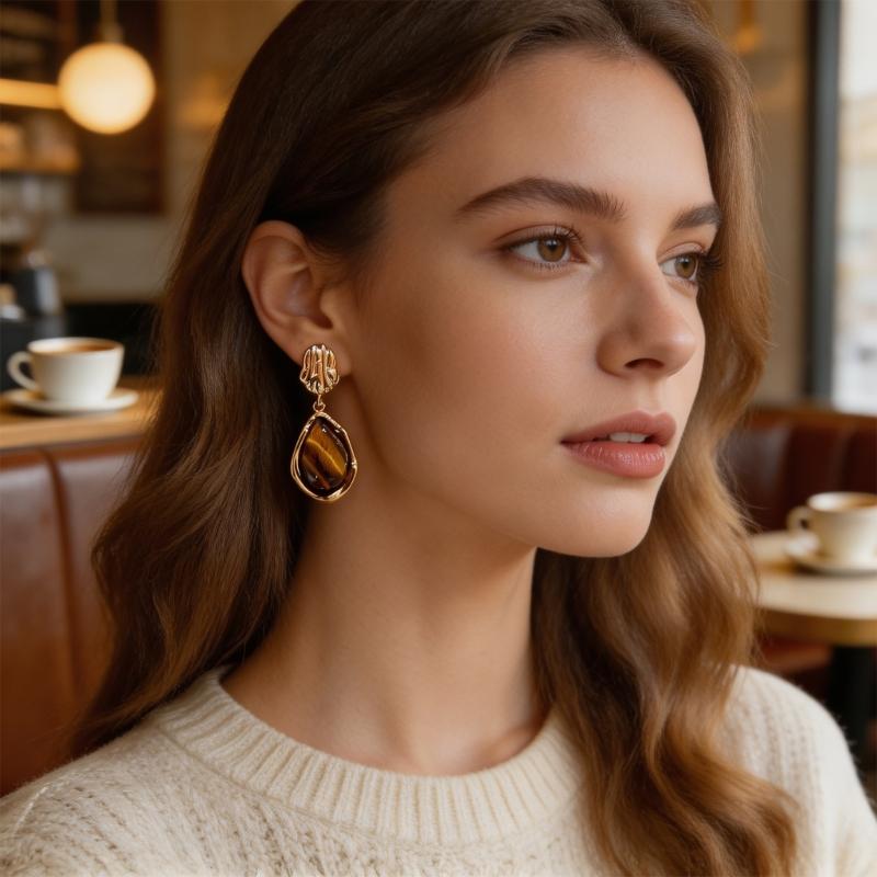 Trendy Amber Earrings Portable And Comfortable For Long Time Wearing