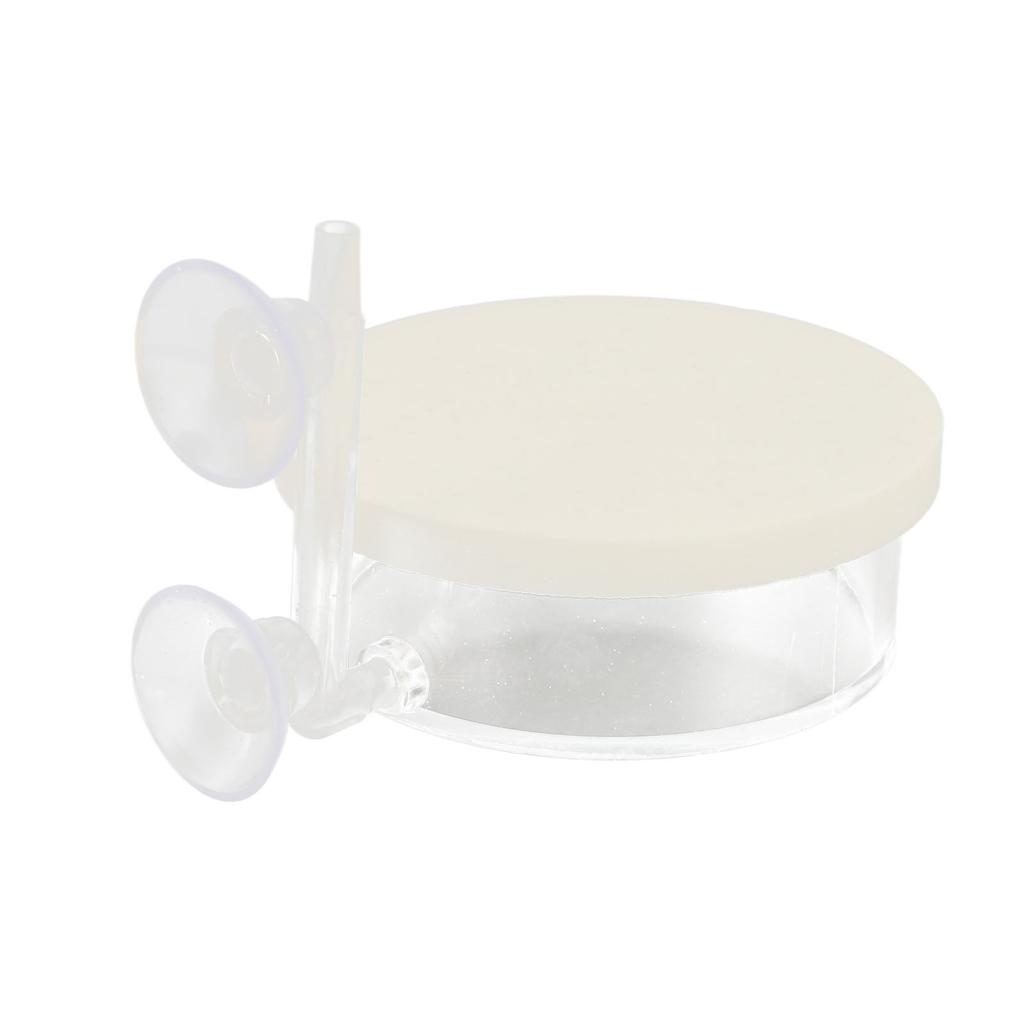 Aquarium Air Refiner High Dissolved Quiet Adjustable Fish Tank Nano Air Stone Disc with Double Suction Cups L White