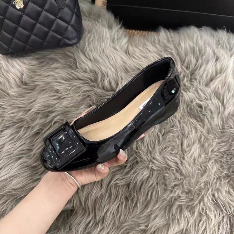 Height-increasing Shoes Square Buckle Shallow Mouth Single Shoes Round Toe Shoes