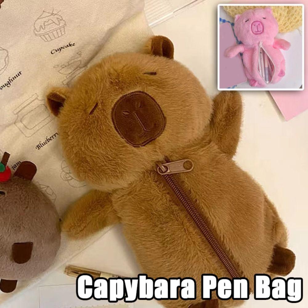 Large Capacity Pen Bag Capybara Toy Storage Bag High Quality Stationery Organizer  Gift