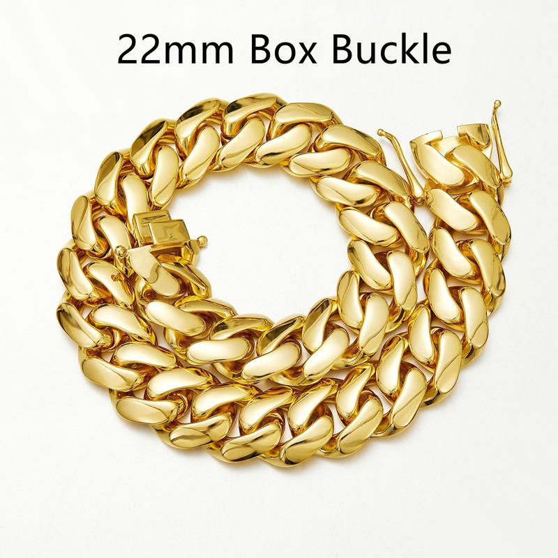 Cadenas Cubana Hip Hop Jewelry Luxury Gold Plated Choker Stainless Steel Miami Cuban Link Chain Necklace for Men