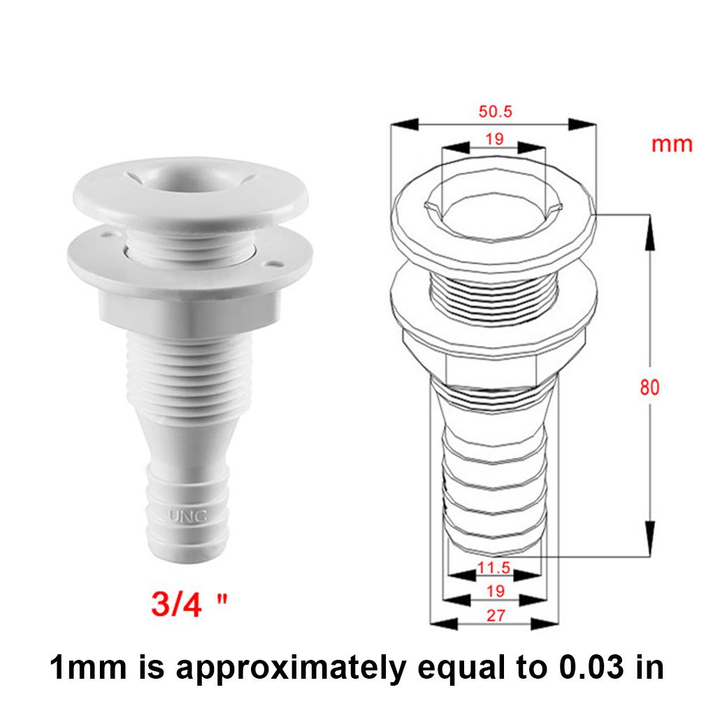 Boat Scupper Straight Plastic 3/4in White Connector Hose Outlet Bilge Replacement Boats Marine Yacht Sail Hardware
