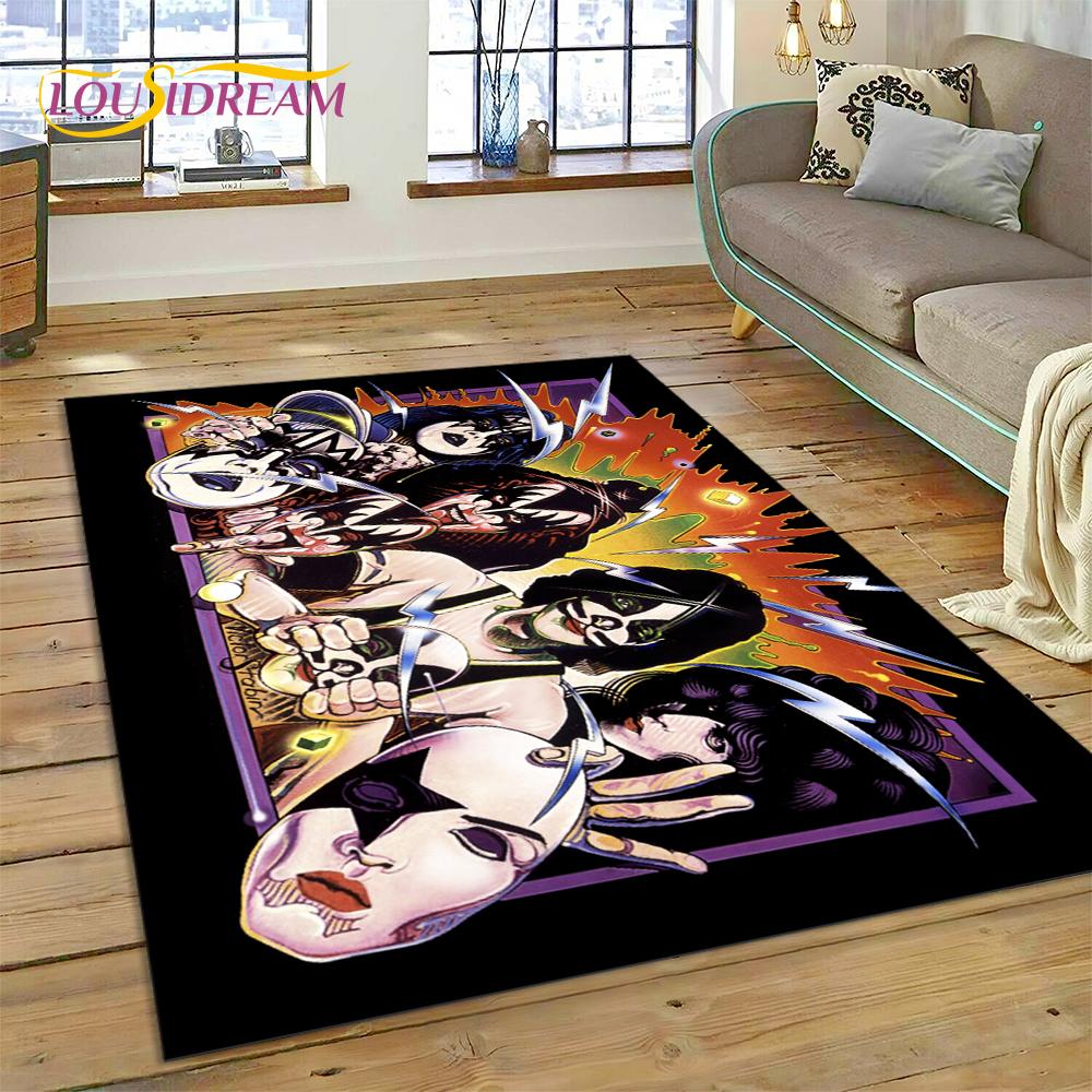 Neuester Kiss Rock Heavy Metal Band Teppich für Wohnzimmer Schlafzimmer Heimdeko, rutschfeste Bodendekoration für Sofa Fußmatte
