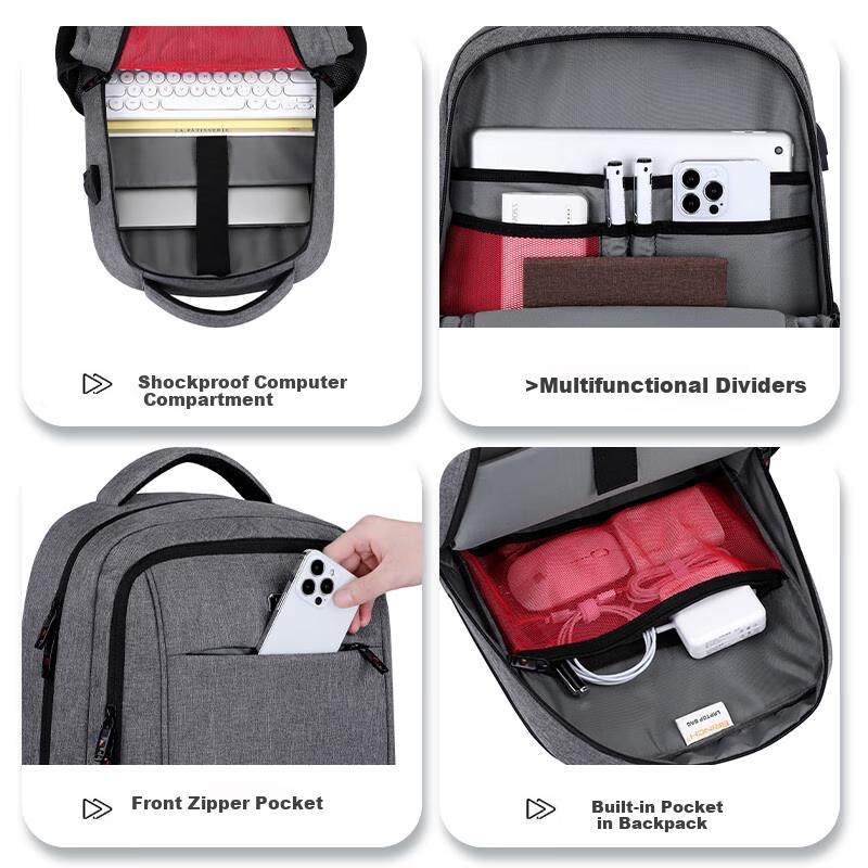 BRINCH Laptop Backpack 15.6/16 Inch Shockproof Water-Resistant Business Commute Travel Large Capacity Notebook Bag