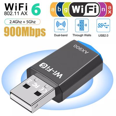 Ax900 900Mbps Usb Wifi Bluetooth Adapter Dual Band 2.4G/5Ghz Wifi 6 Usb Adapter 900Mbps Wifi Adapter For Laptop Windows 7 10 11