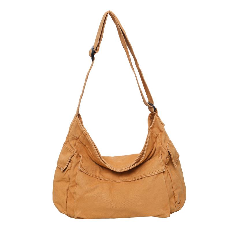 Washed Canvas Shoulder Bags Large Capacity Cott Biker Bags Korea Style Cloth Satchels Women 100% Cott Pastoral Tooling Bags