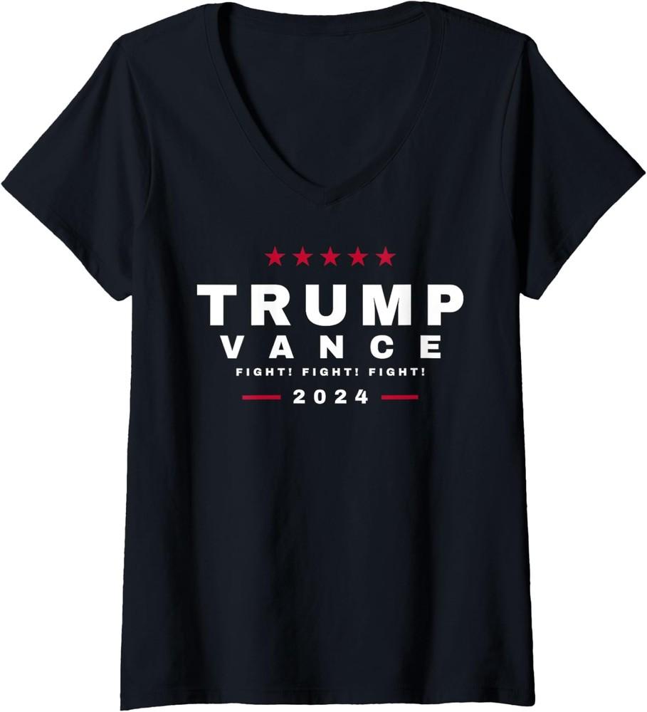 President Trump JD Vance VP Fight For America Ladies' V-Neck Tshirt Unisex T-Shirt