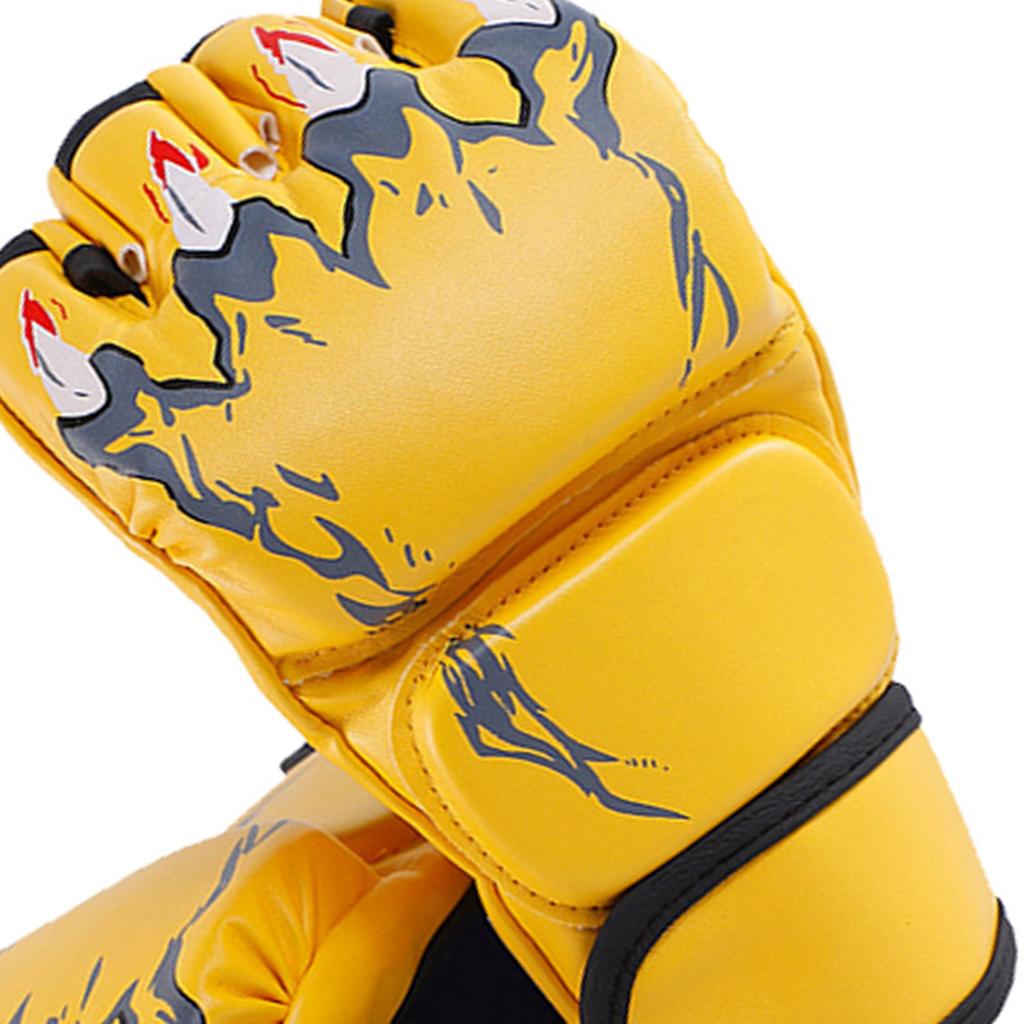 Half Finger Boxing Fight Gloves Half Finger Kickboxing Gloves with Adjustable Wrist Band for Men