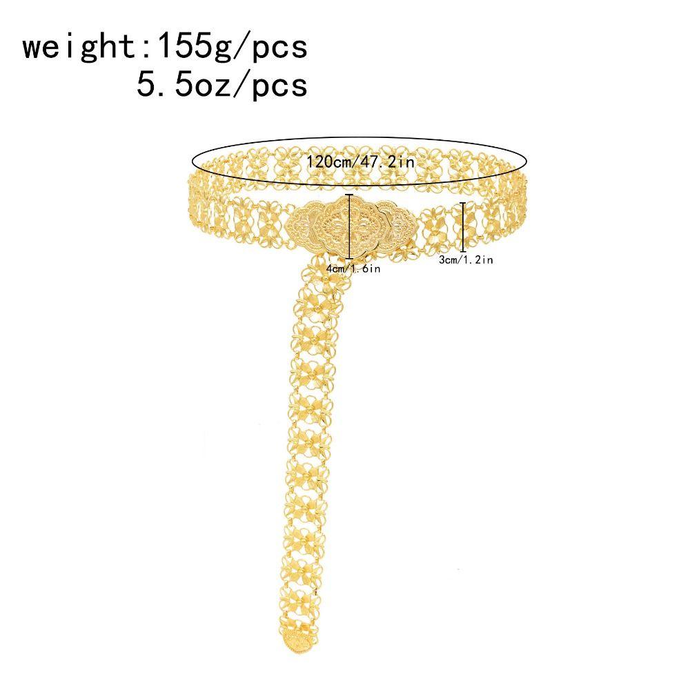 Metal Ethnic Style Belt Silver Dance Dress Belt Chains Flower Metal Waist Chain  Festival Accessory