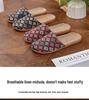 Women's Ethnic Floral Linen Sandals - Breathable Toe-Cover Slippers for Home