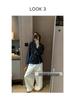 Mochie Early Spring French Pleated Elegant Round Neck Tie-Waist Slimming Shirt MQ1122