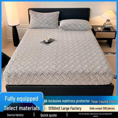 Thick Warm Jacquard Mattress Protector - Solid Color, Full-Coverage for Autumn/Winter
