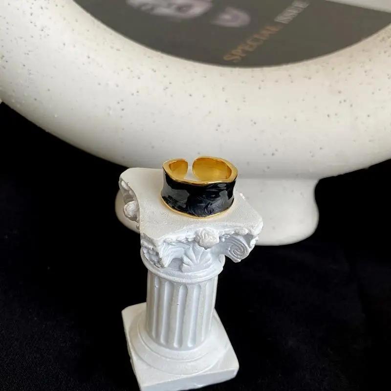 Punk Colorful Enamel Round Metal Ring for Women Fashion Geometric Twist Open Adjustable Rings Wholesale Jewelry Gifts