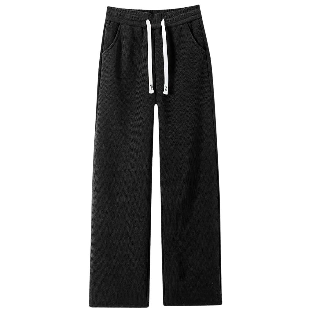 Damen Lässige Mode Farbe Elastischer Bund Kordelzug Taschen Weites Bein Gerade Hose