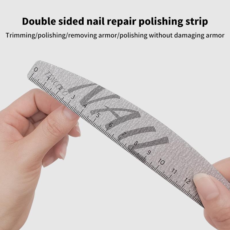 1Pcs Nail File With Ruler 80/100/150/180/240/320 Grit Sandpaper Disposable Cuticle Remover Buffers Manicure Tool