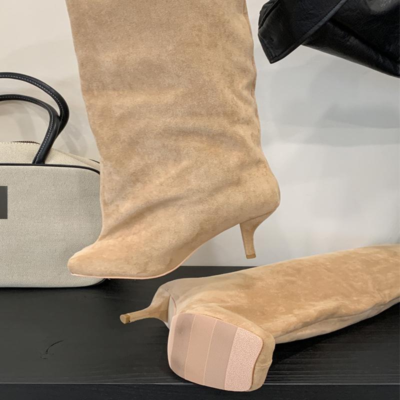 Fashion Eilyken Big Size 44 Street Punk Style Round Toe Women Knee-High Boots Sexy Thin Heels Shoes Winter Female Modern Long Booties