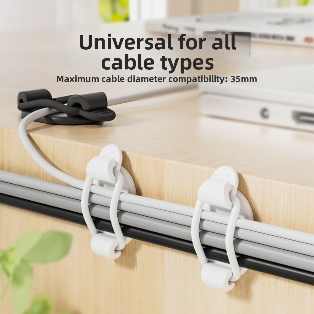 10 Pack Self-Adhesive Desktop Cable  Management Elastic Cord Organizer Cable Clips  Indoor