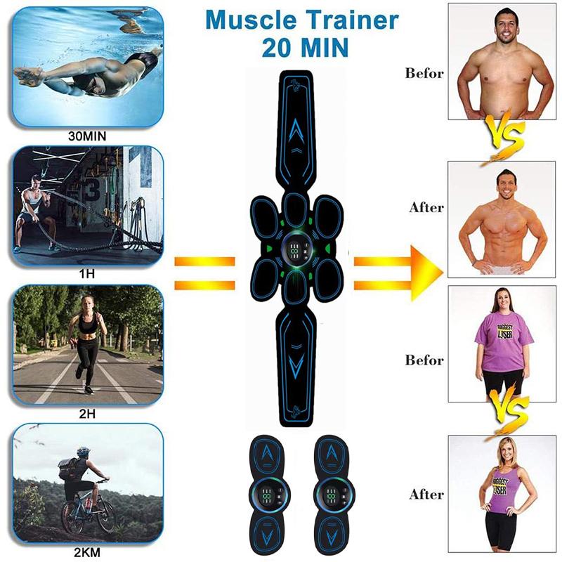 EMS Stimulator muscular abdominal Antrenor ABS Afișaj LCD USB Echipament de fitness Autocolante electrice pentru pierderea în greutate Centura de slăbit