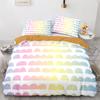 Rainbow Birds Star Duvet Cover Set Twin Full Size Cute Polyester Comforter Cover for Kids Boys Girls Bedding Set Quilt Cover